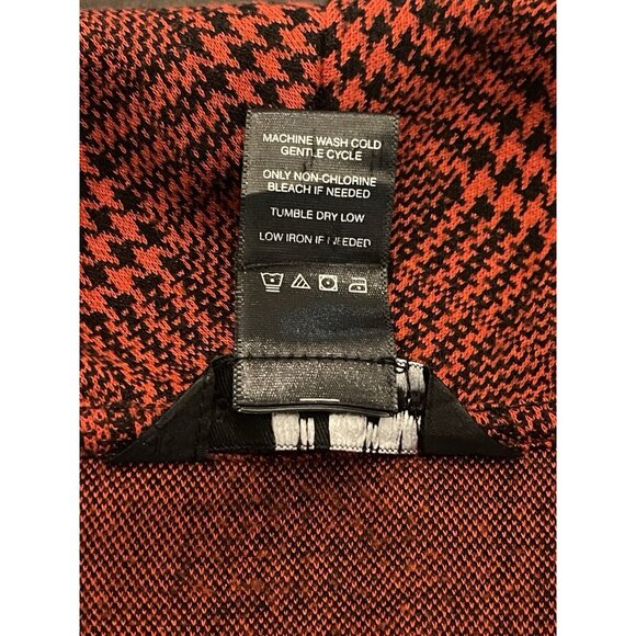 Ali Miles Red Plaid Cowl Neck Asymmetrical Tunic Top Roll Tab Sleeve Cozy Size L - Picture 9 of 11